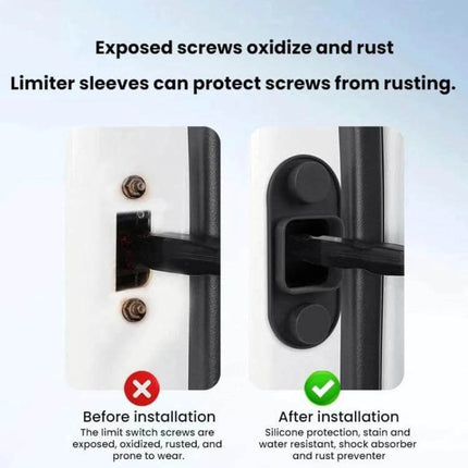 Silicone Door Limiter Covers For Leapmotor Vehicles 4 Pack showing before-and-after protector preventing screw rust and door dings