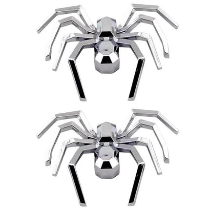 3D Metallic Spider Emblem for Car Decoration, Set of 2 Pieces - chrome ABS spider car decals for hood, trunk, doors