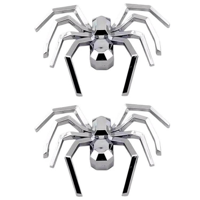 3D Metallic Spider Emblem for Car Decoration, Set of 2 Pieces - chrome ABS spider car decals for hood, trunk, doors