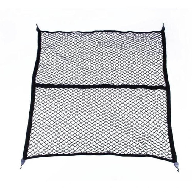 Single Layer Storage Netting For Pickup Truck Beds - 120x120cm polypropylene cargo organizer with hooks, single layer black stretch net