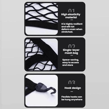 Single Layer Storage Netting For Pickup Truck Beds - black 120x120cm polypropylene single-layer mesh with hooks, high elasticity and easy-access cargo organizer