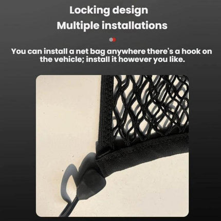 Single Layer Storage Netting For Pickup Truck Beds showing corner hook attachment and locking design for easy installation