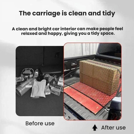 Single Layer Storage Netting For Pickup Truck Beds securing a large box in truck bed to keep cargo tidy and organized, 120 x 120 cm polypropylene net