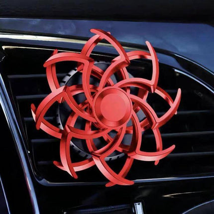 Car Air Vent Ornament Rotating Snowflake With Fragrance Pad - red rotating snowflake clipped to car vent, decorative vent fragrance accessory