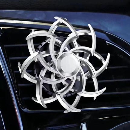 Car Air Vent Ornament Rotating Snowflake With Fragrance Pad — silver rotating snowflake clip-on for car vent, compact fragrance pad accessory
