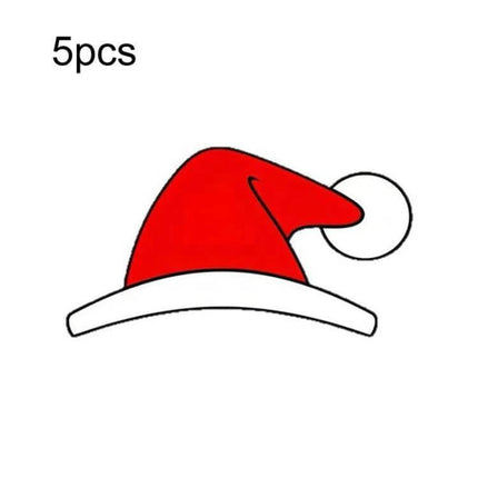 Waterproof Christmas Hat Decals for Car Windows, Set of 5 - red Santa hat waterproof window decal for holiday car decoration