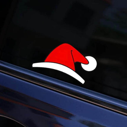 Waterproof Christmas Hat Decals for Car Windows, Set of 5 - red Santa hat car window decal, waterproof holiday sticker