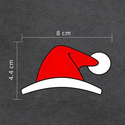 Waterproof Christmas Hat Decals for Car Windows, Set of 5 - red Santa hat decal 8x4.4cm waterproof for car windows