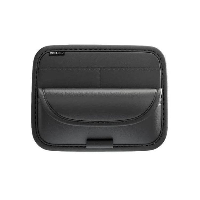 Sun Visor Organizer For Cars Large Capacity Storage - black leather sun visor organizer with divided pockets for cards, keys, cosmetics