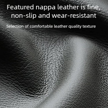 Sun Visor Organizer For Cars Large Capacity Storage – close-up of black nappa leather texture, soft velvet lining and durable odor-free finish