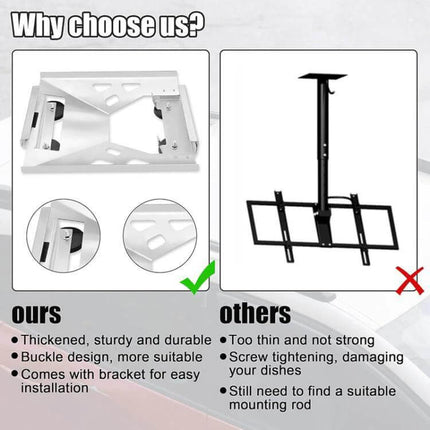 Starlink Mini Magnetic Car Top Mounting Bracket for Vehicles secure magnetic bracket on vehicle roof showing sturdy white bracket vs thin alternative