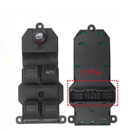 Honda CR-V Window Lift Master Switch 2002-2006 front and back view showing 22-pin connector and ABS construction