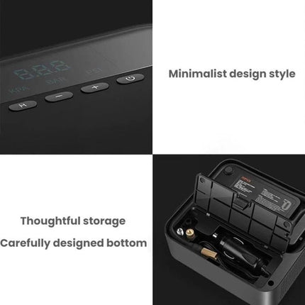 70mai Tire Inflator for Road Trips and Daily Driving - compact unit with minimalist display and thoughtful storage compartment for accessories