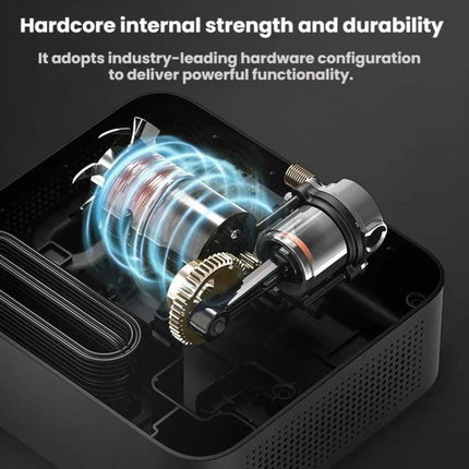 70mai Tire Inflator for Road Trips and Daily Driving showing internal motor and durable hardware components