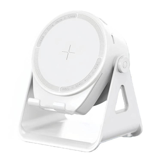 Rotating Phone Stand With Speaker For Hands Free Home Use on white adjustable desk mount with wireless speaker