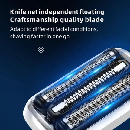 Replacement Shaver Head Kit for Series Five and Seven Shavers close-up of foil and independent floating cutter block assembly