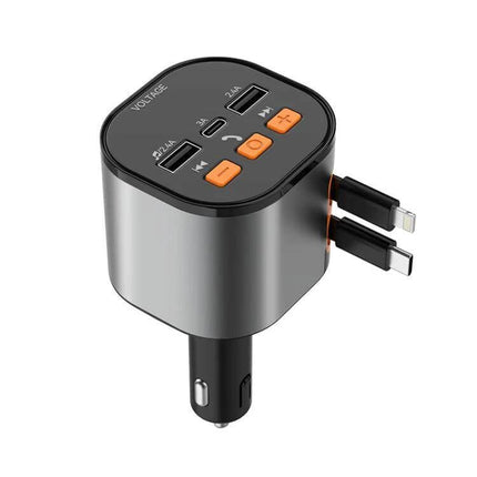 PD30W Car Charger for In Car Fast Charging Dual USB compact dual‑USB car charger with ABS+PC shell, two USB ports and two retractable cables
