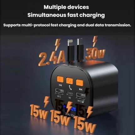 PD30W Car Charger for In Car Fast Charging Dual USB compact dual-USB car charger with 30W PD and 15W ports for smartphones and tablets