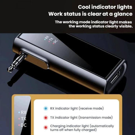 Car Audio Aux Bluetooth Transmitter Receiver Dual Function compact Bluetooth 5.1 adapter with RX TX DC indicator lights and 3.5mm AUX plug