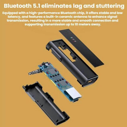 Car Audio Aux Bluetooth Transmitter Receiver Dual Function compact Bluetooth 5.1 module with AUX plug, TF card slot and disassembled ABS housing