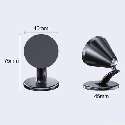 Car Dashboard Magnetic Phone Holder With Swivel Mount showing 40mm magnetic head, 75mm height and 45mm base dimensions