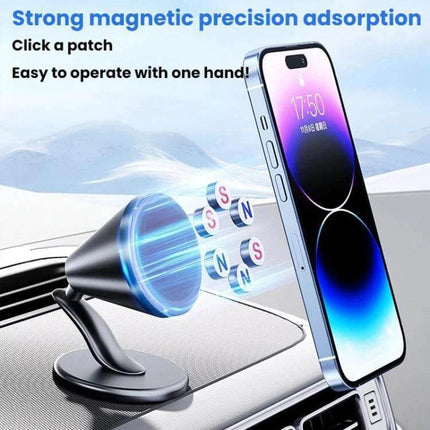 Car Dashboard Magnetic Phone Holder With Swivel Mount on aluminum alloy base showing magnetic phone attachment and swivel rotation for navigation and hands-free use