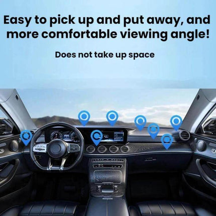 Car Dashboard Magnetic Phone Holder With Swivel Mount shown on car dashboard with multiple mounting positions and compact anodized aluminum base