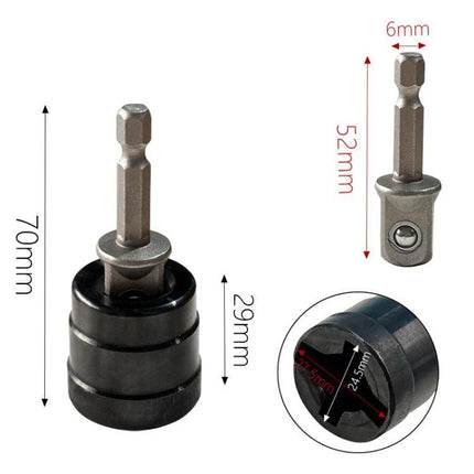 Practical Jack Socket for Home and Travel Tire Changes - 70mm jack socket adapter with 6mm hex shank for quick home and travel tire repairs