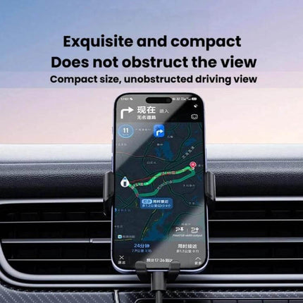 Car Air Vent Gravity Phone Mount For Driving With Anti Drop Tail Clip holding smartphone on vent for navigation portrait landscape secure fit