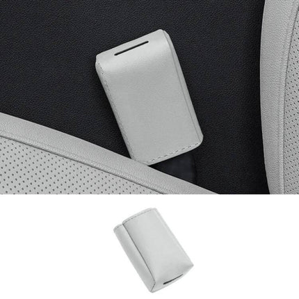 Leather Car Seat Belt Buckle Protector for Everyday Use - white leather buckle cover protecting car seat trim and reducing noise