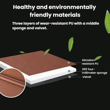 Leather Car Seat Back Organizer For Trash Bag Everyday Use showing brown abrasion-resistant PU layers with sponge and velvet core