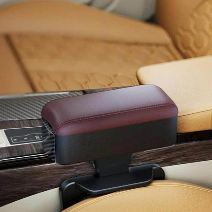 Car Seat Armrest Cup Holder With Rear-Seat Charging Storage padded Napa-pattern leather armrest with cup holder and rear charging storage for back passengers