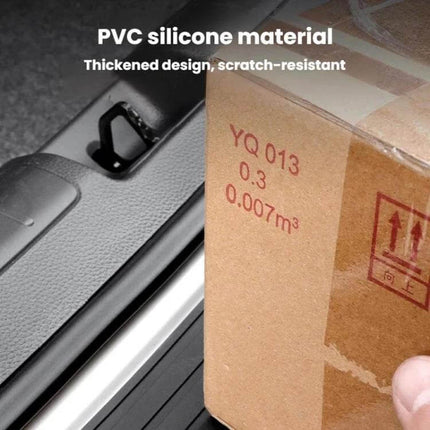 Durable 104cm Car Trunk Protection Strip for Sedans - PVC silicone scratch-resistant trunk guard being installed while loading a box