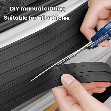 Durable 104cm Car Trunk Protection Strip for Sedans - hands cutting adhesive black trunk protector strip for sedan bumper