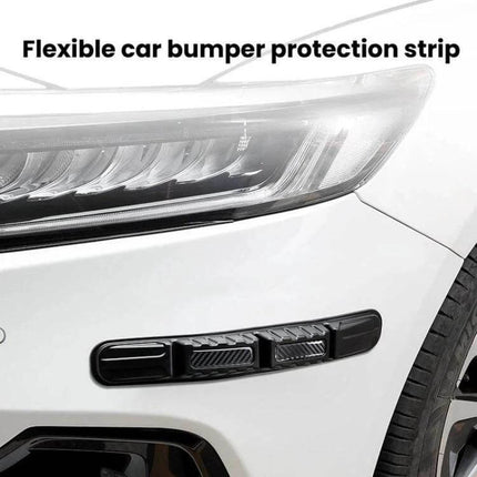 Protective Car Bumper Anti-Collision Strip for Universal Use, 2 Pack - black TPU reflective bumper protection installed on white car