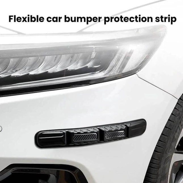 Protective Car Bumper Anti-Collision Strip for Universal Use, 2 Pack - black TPU reflective bumper protection installed on white car
