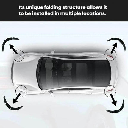 Protective Car Bumper Anti-Collision Strip for Universal Use, 2 Pack - overhead view showing strips installed on all four corners of a car