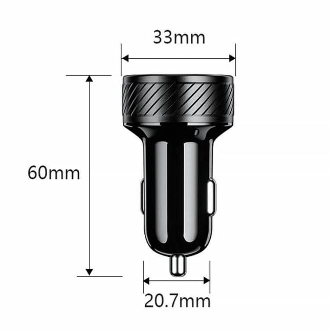 Car Cigarette Lighter USB Charger With LED Indicator And Switch compact black aluminum alloy car charger 33mm x 60mm x 20.7mm, QC3.0 fast charging