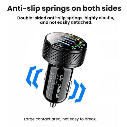 Car Cigarette Lighter USB Charger With LED Indicator And Switch, black aluminum alloy car charger with LED display and anti-slip springs