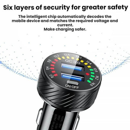Car Cigarette Lighter USB Charger With LED Indicator And Switch compact QC3.0 dual USB car charger with LED ring and on-off switch, aluminum alloy