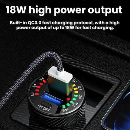 Car Cigarette Lighter USB Charger With LED Indicator And Switch compact 18W QC3.0 in-vehicle aluminum alloy charger with LED ring and on/off switch