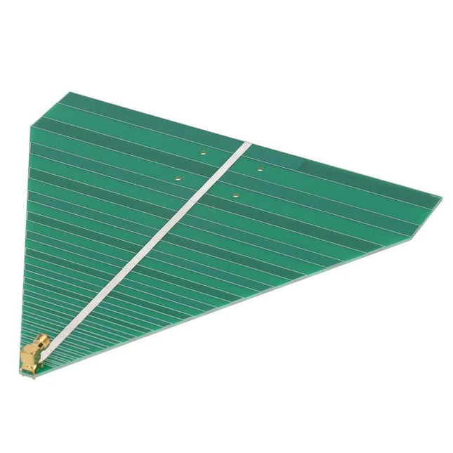 Ultra-Wideband Log-Periodic Antenna for WiFi Connectivity – green triangular PCB antenna panel, 600–6000MHz range, wall or ceiling mountable for improved home/office coverage