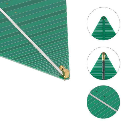 Ultra-Wideband Log-Periodic Antenna for WiFi Connectivity green triangular PCB antenna with SMA connector, 600-6000MHz wideband coverage for home or office