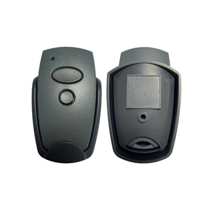 Simple Garage Door Remote Control for Marantec Digital Systems - durable ABS two-button replacement remote, front and back view