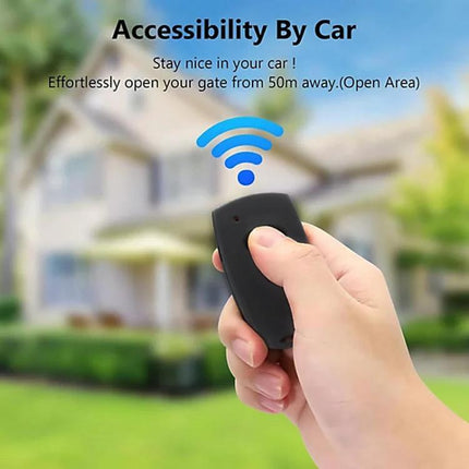Simple Garage Door Remote Control for Marantec Digital Systems handheld ABS remote shown activating garage from car for easy access