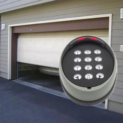 Wireless Garage Door Keypad with Secure Password Access mounted outside a home for multi-user secure entry