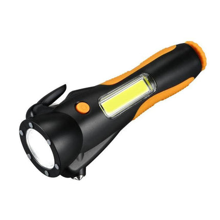 Emergency Magnetic COB Work Light With Car Hammer Tool hands-free magnetic base COB side light and emergency car hammer in orange-black