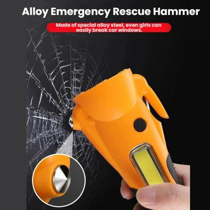 Emergency Magnetic COB Work Light With Car Hammer Tool - compact magnetic COB LED work light with car hammer window breaker and red beacon