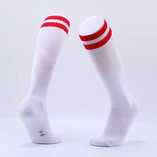 Boys High Knee Soccer Socks - Breathable Long Stockings for Kids and Adults