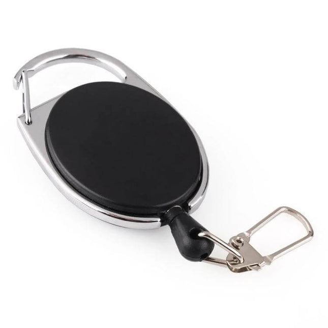 Outdoor Telescopic Wire Rope Key Ring Retractable EDC Keychain compact ABS zinc alloy retractable keyring with carabiner clip and 60cm nylon rope